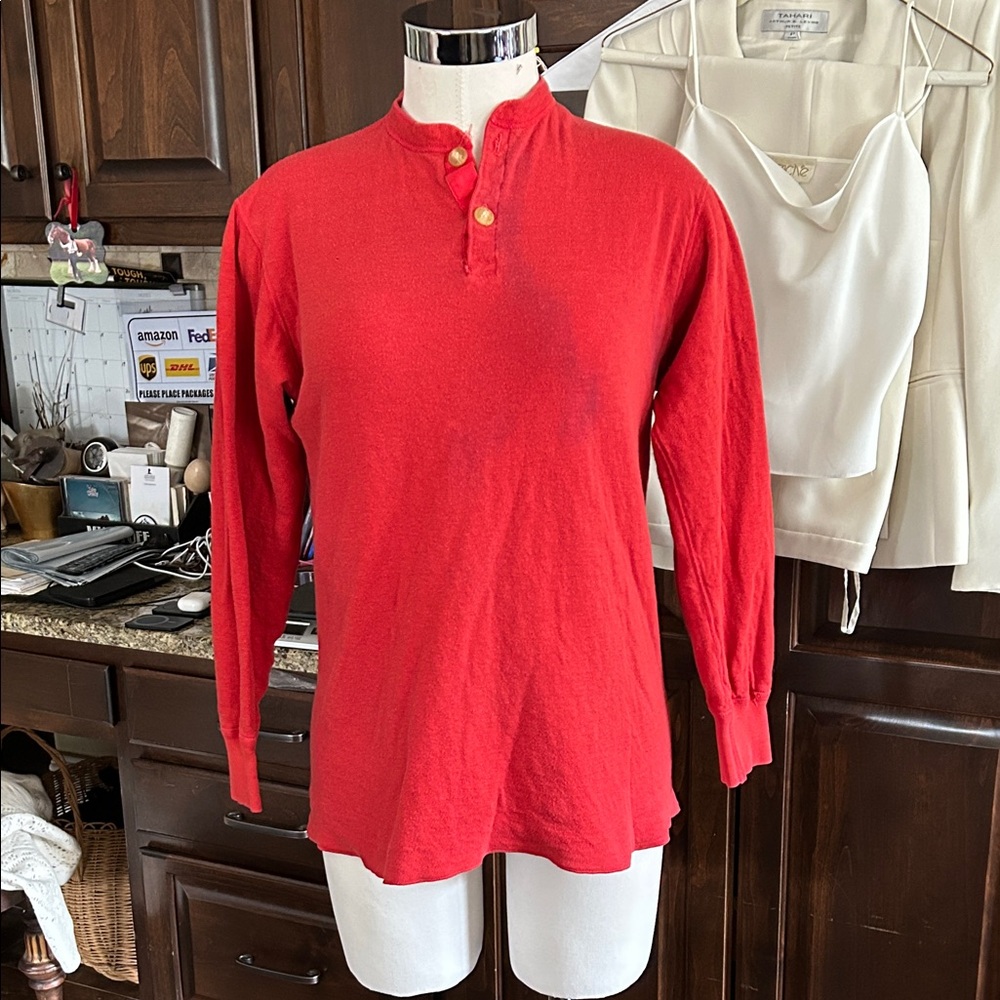 Vintage Duofold Sz M Red Henley Shirt